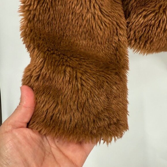 Free People Brown Faux Fur Teddy Coat Jacket Button Front Size M - Picture 5 of 8